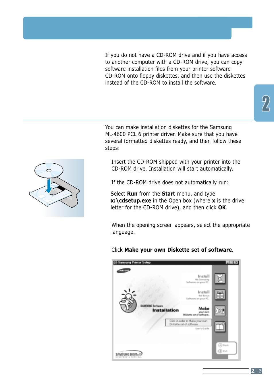 Installing software from diskette, Making installation diskettes | Samsung ML-4600 User Manual | Page 26 / 134