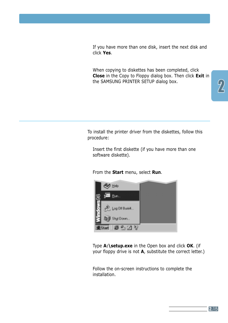 Installing software, Installing software from diskette 7 | Samsung ML-4600 User Manual | Page 28 / 134