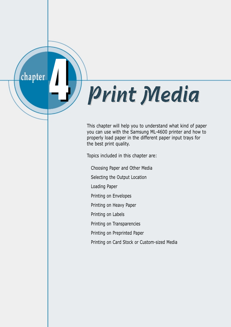 Print media | Samsung ML-4600 User Manual | Page 33 / 134