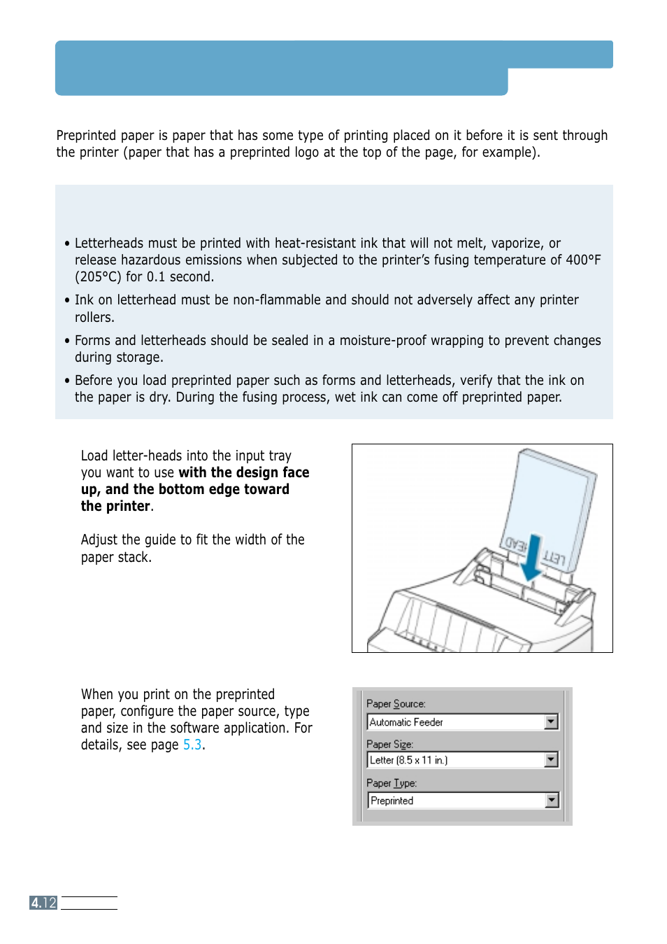 Printing on preprinted paper, Guidelines | Samsung ML-4600 User Manual | Page 45 / 134