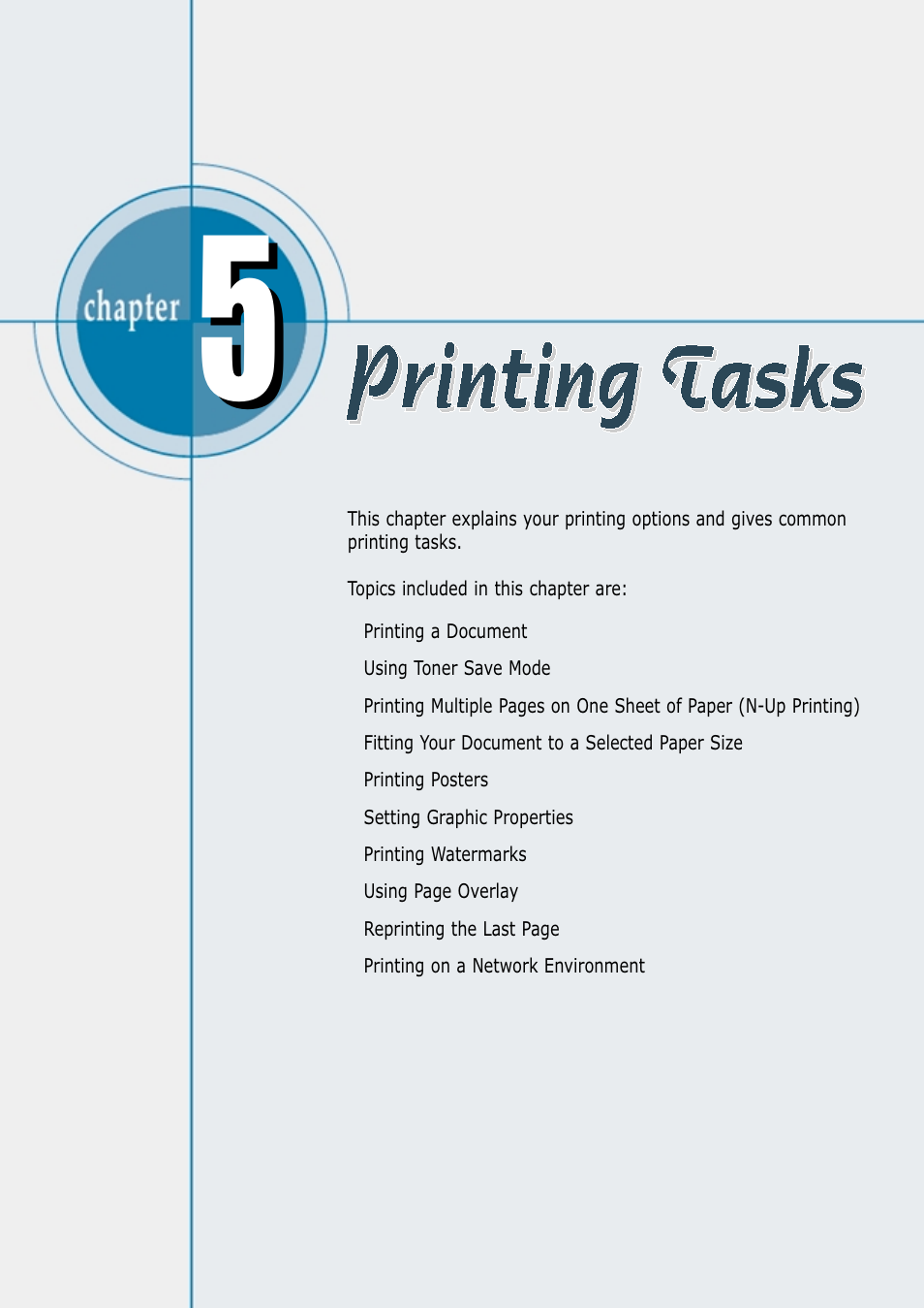Printing tasks, Chapter 5 | Samsung ML-4600 User Manual | Page 47 / 134