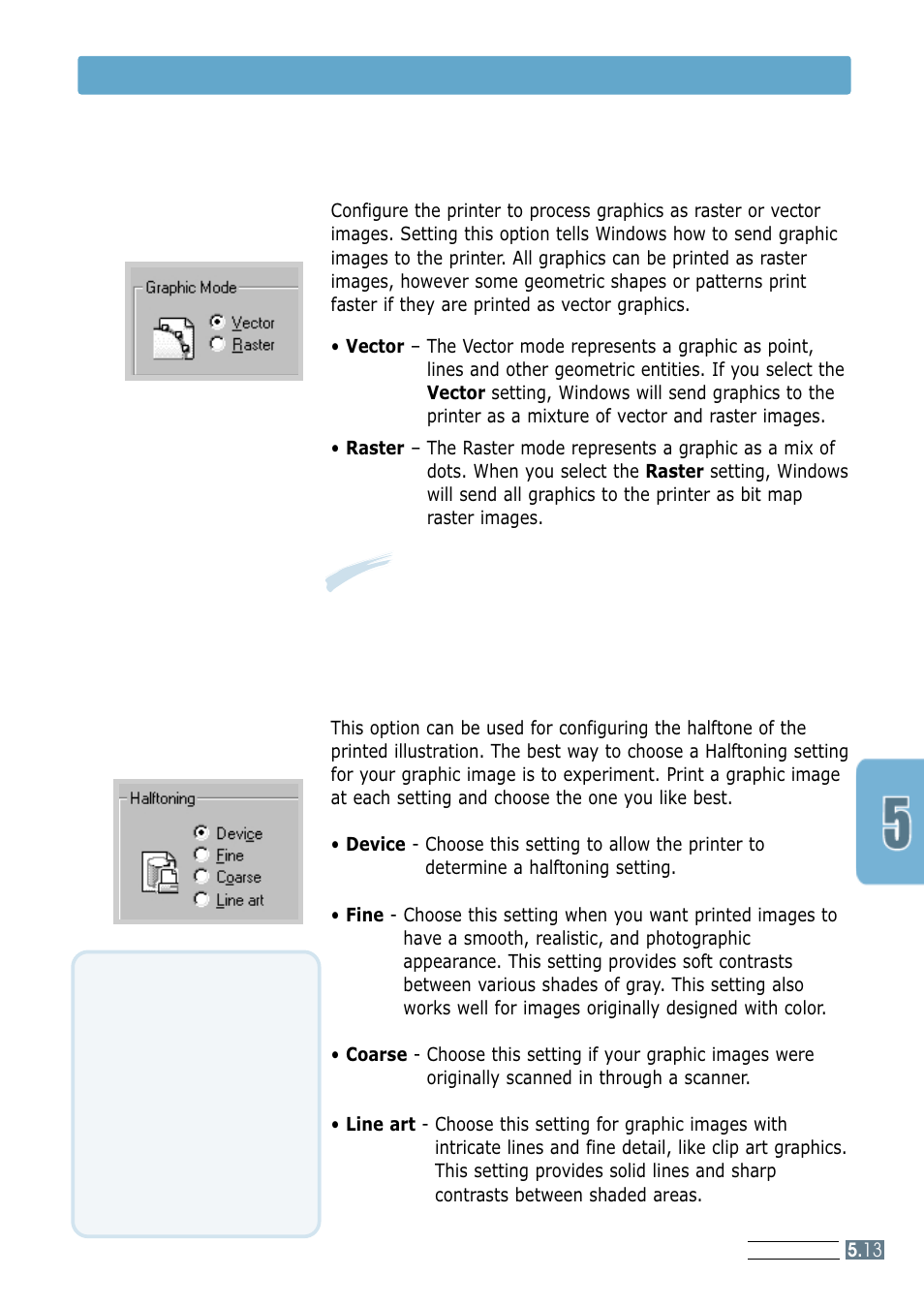 Graphic mode, Halftoning, Setting graphic properties | Samsung ML-4600 User Manual | Page 60 / 134
