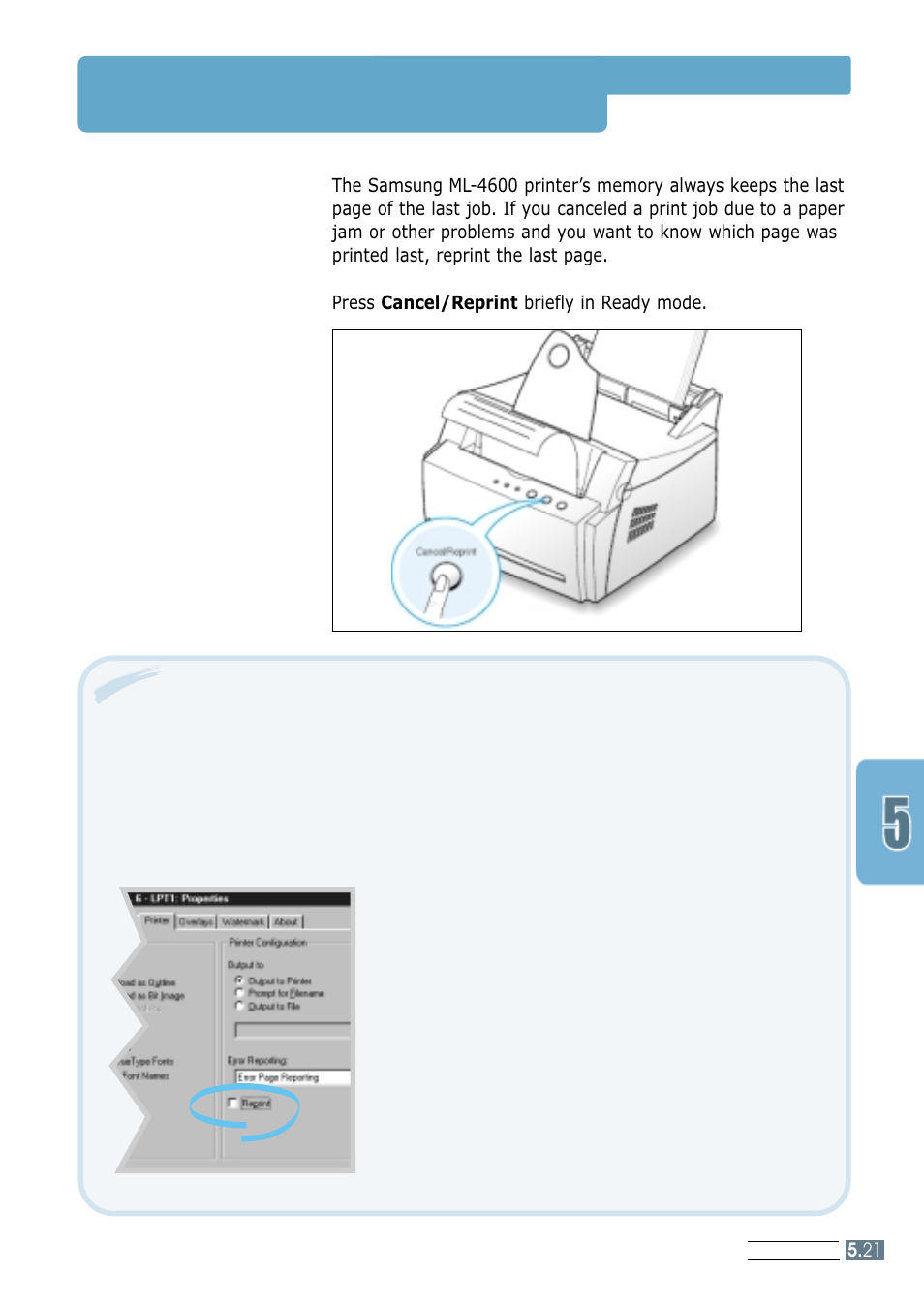 Reprinting the last page | Samsung ML-4600 User Manual | Page 68 / 134