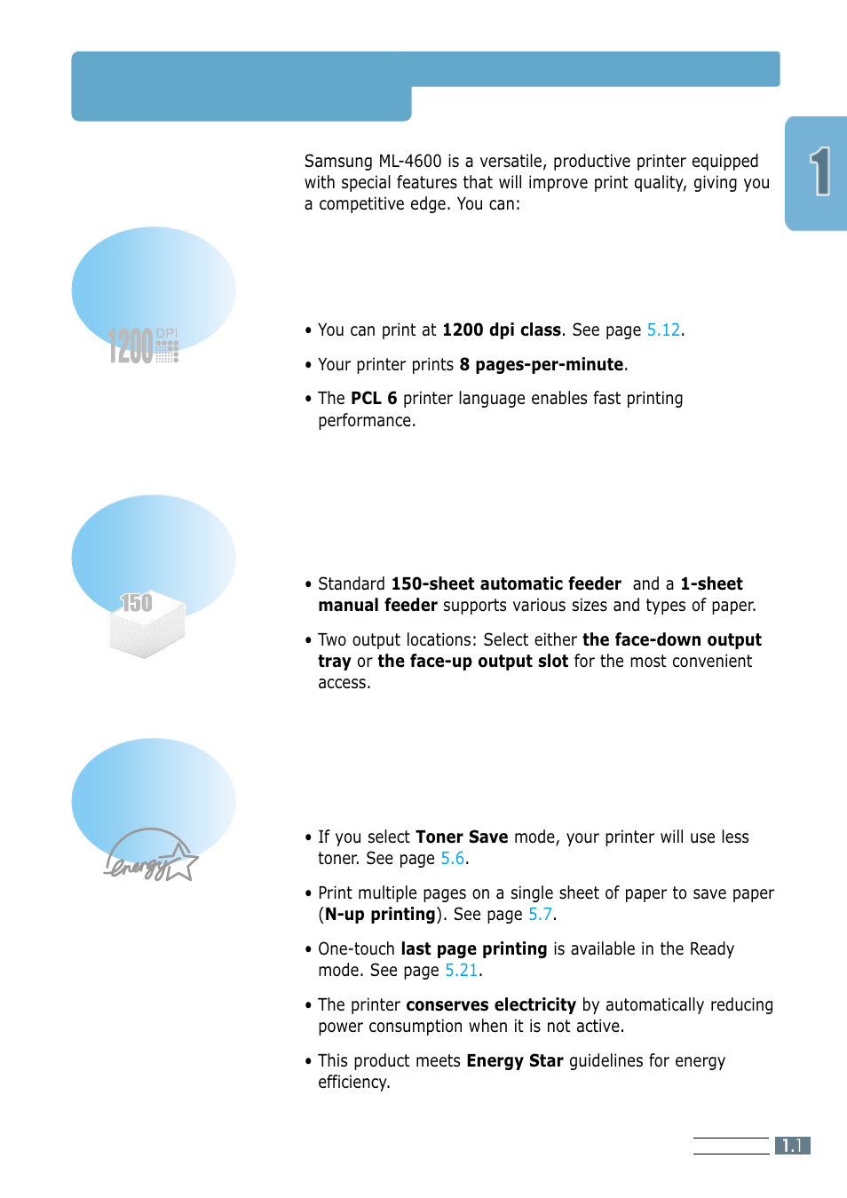 Special features | Samsung ML-4600 User Manual | Page 9 / 134