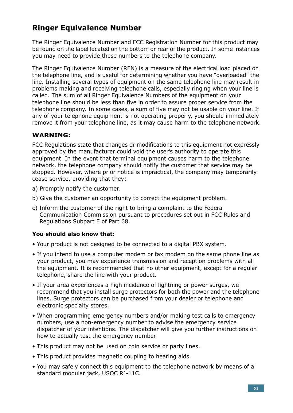 Ringer equivalence number | Samsung SCX-5115 User Manual | Page 12 / 144
