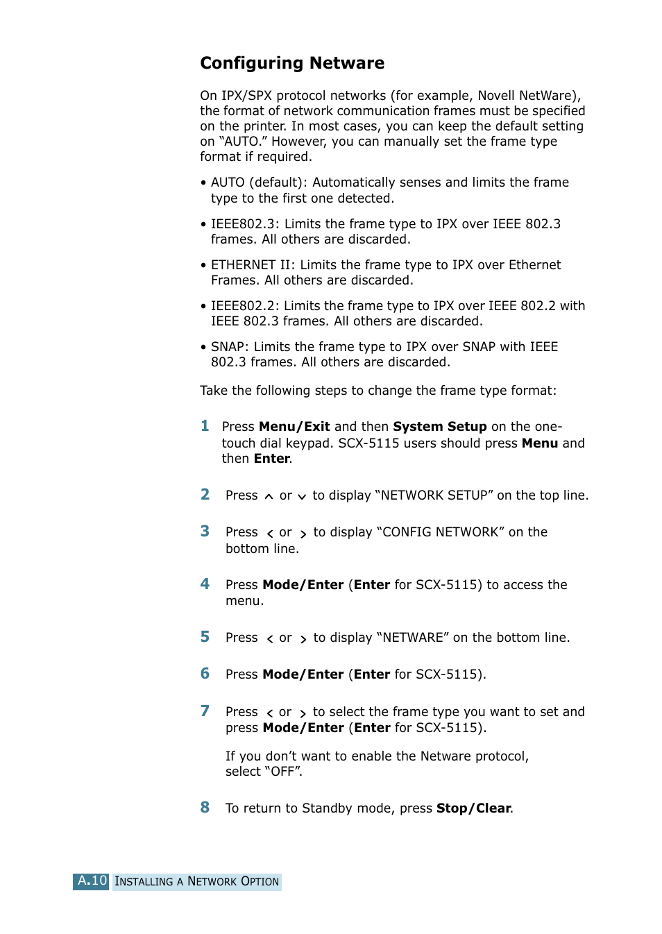 Configuring netware | Samsung SCX-5115 User Manual | Page 133 / 144