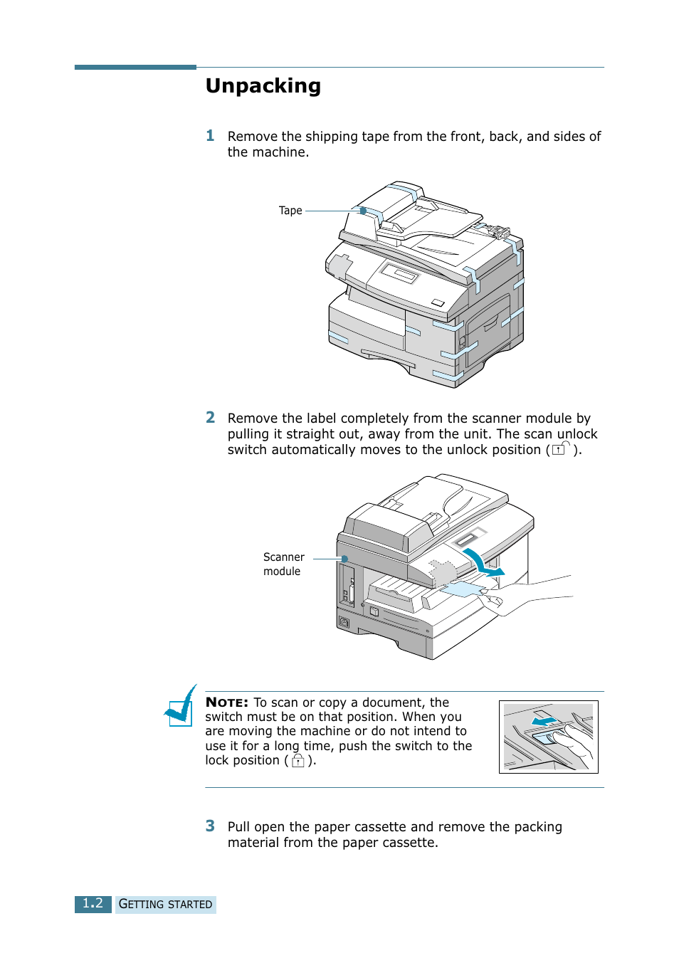 Unpacking | Samsung SCX-5115 User Manual | Page 17 / 144