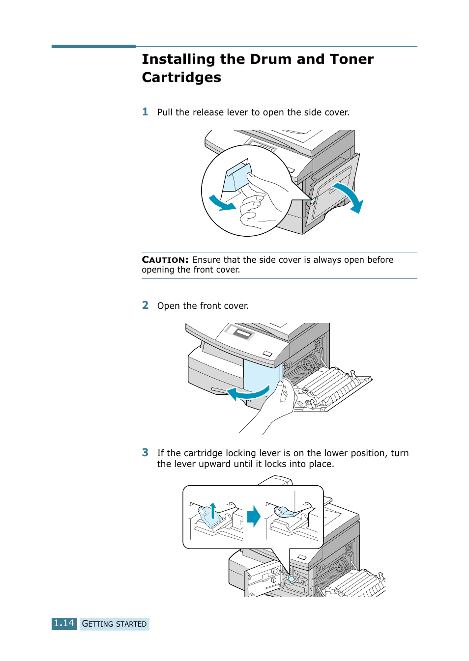 Installing the drum and toner cartridges | Samsung SCX-5115 User Manual | Page 29 / 144