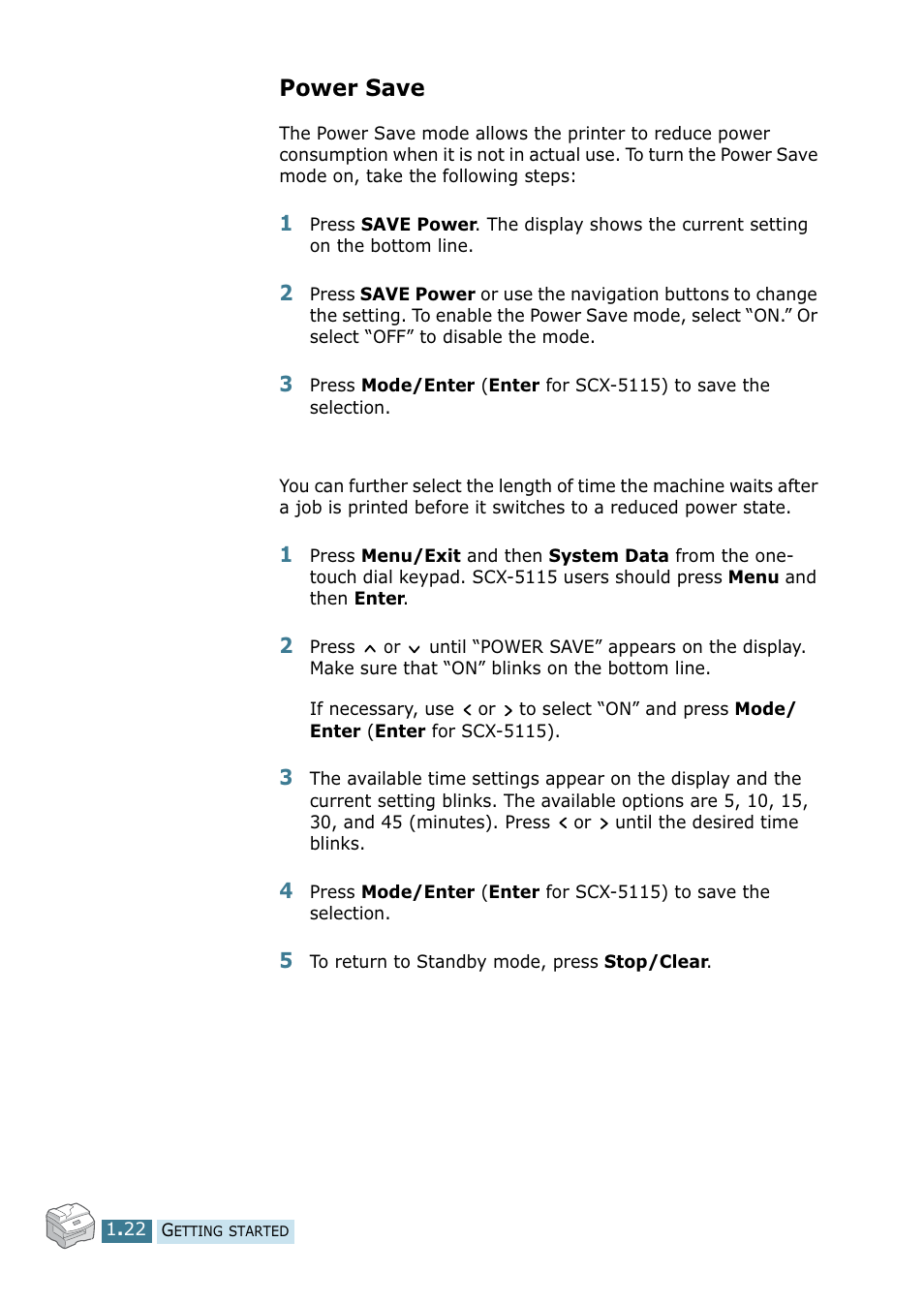 Power save | Samsung SCX-5115 User Manual | Page 37 / 144