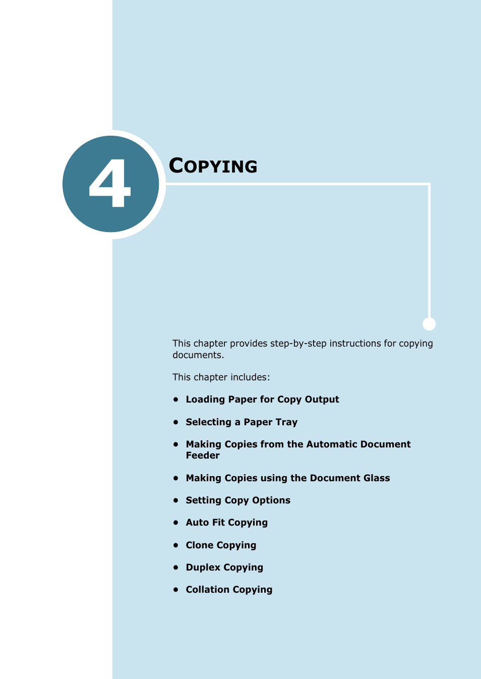 Copying, Chapter 4, Opying | Samsung SCX-5115 User Manual | Page 60 / 144