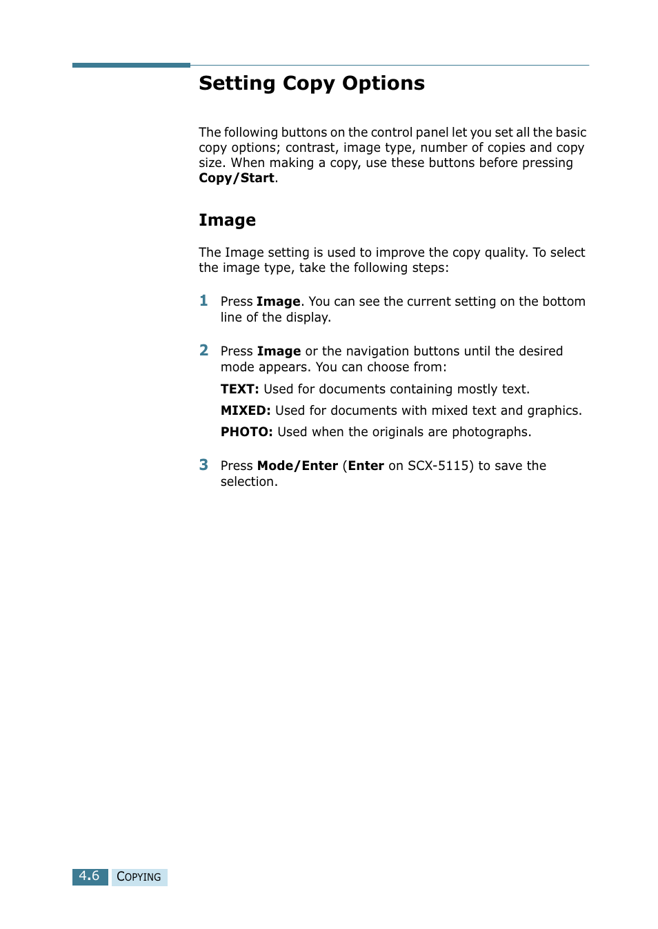 Setting copy options, Image | Samsung SCX-5115 User Manual | Page 65 / 144