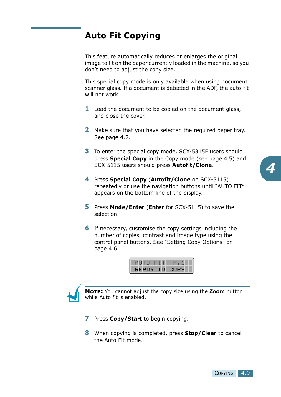 Auto fit copying | Samsung SCX-5115 User Manual | Page 68 / 144
