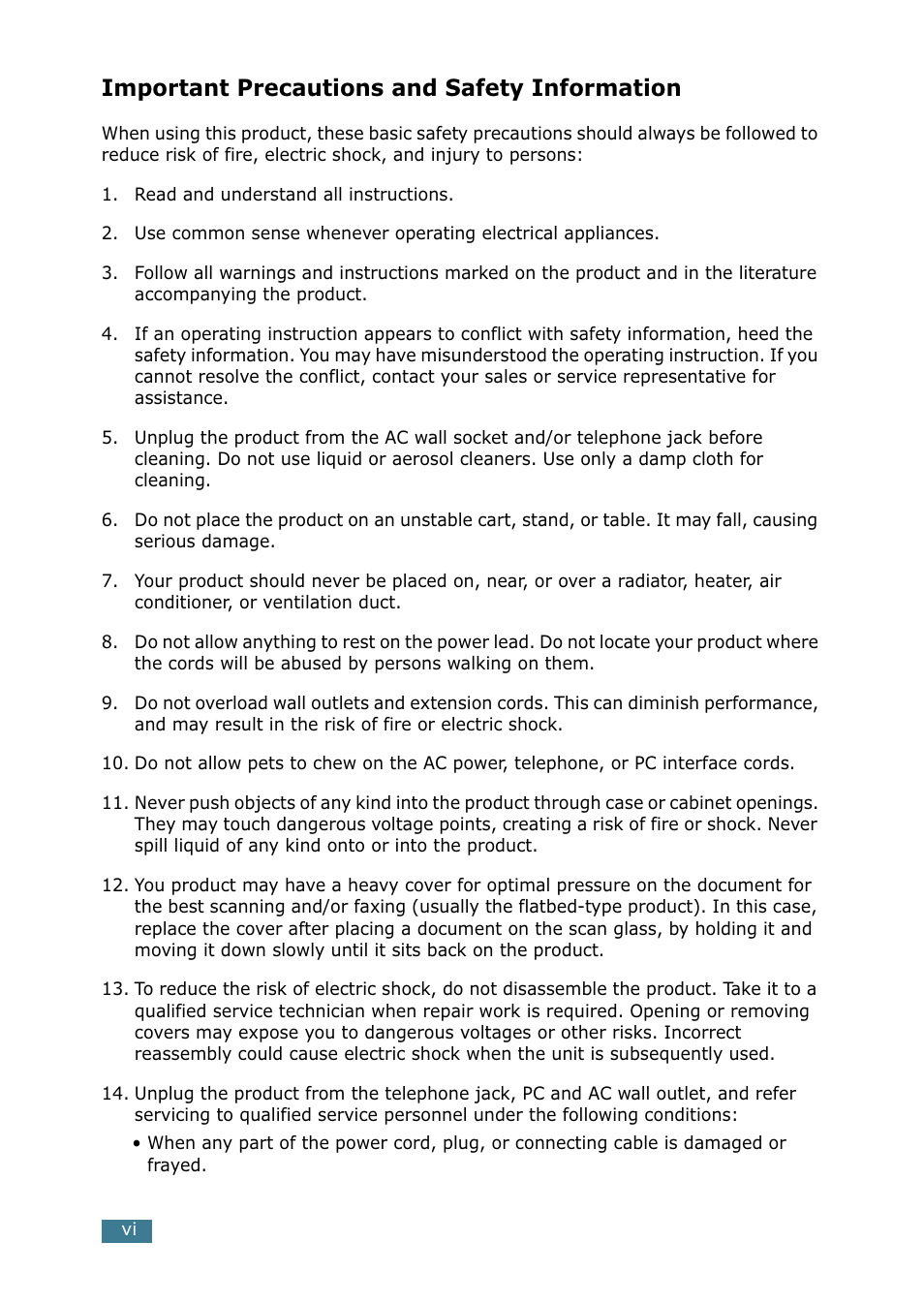 Important precautions and safety information | Samsung SCX-5115 User Manual | Page 7 / 144