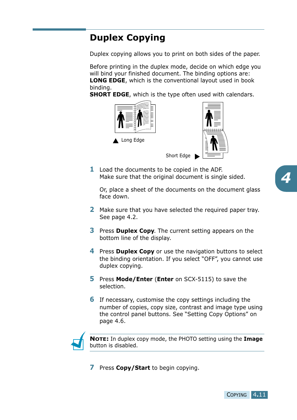 Duplex copying | Samsung SCX-5115 User Manual | Page 70 / 144