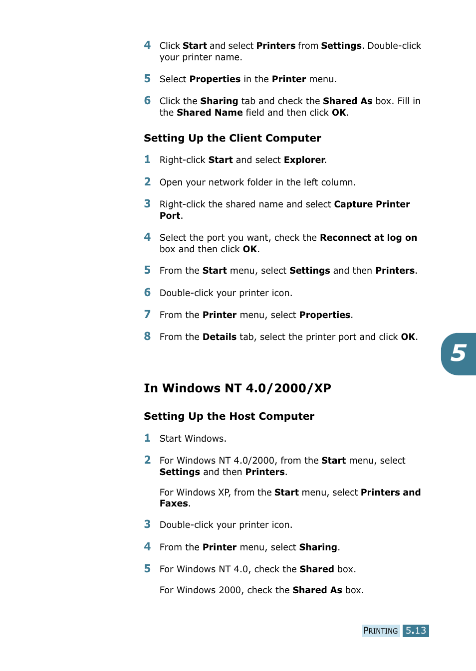 In windows nt 4.0/2000/xp | Samsung SCX-5115 User Manual | Page 86 / 144