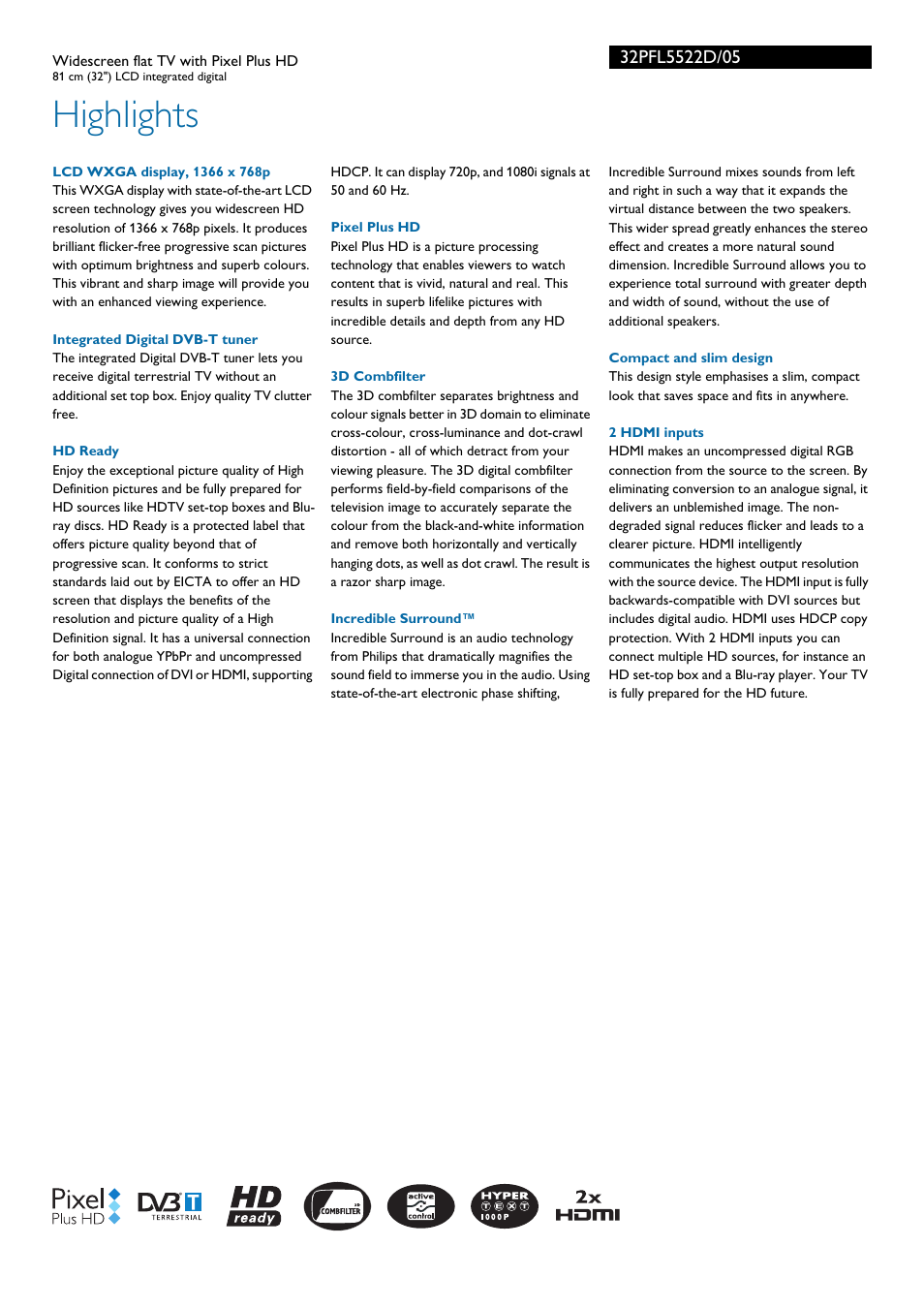 Highlights | Samsung 32PFL5522D User Manual | Page 2 / 3