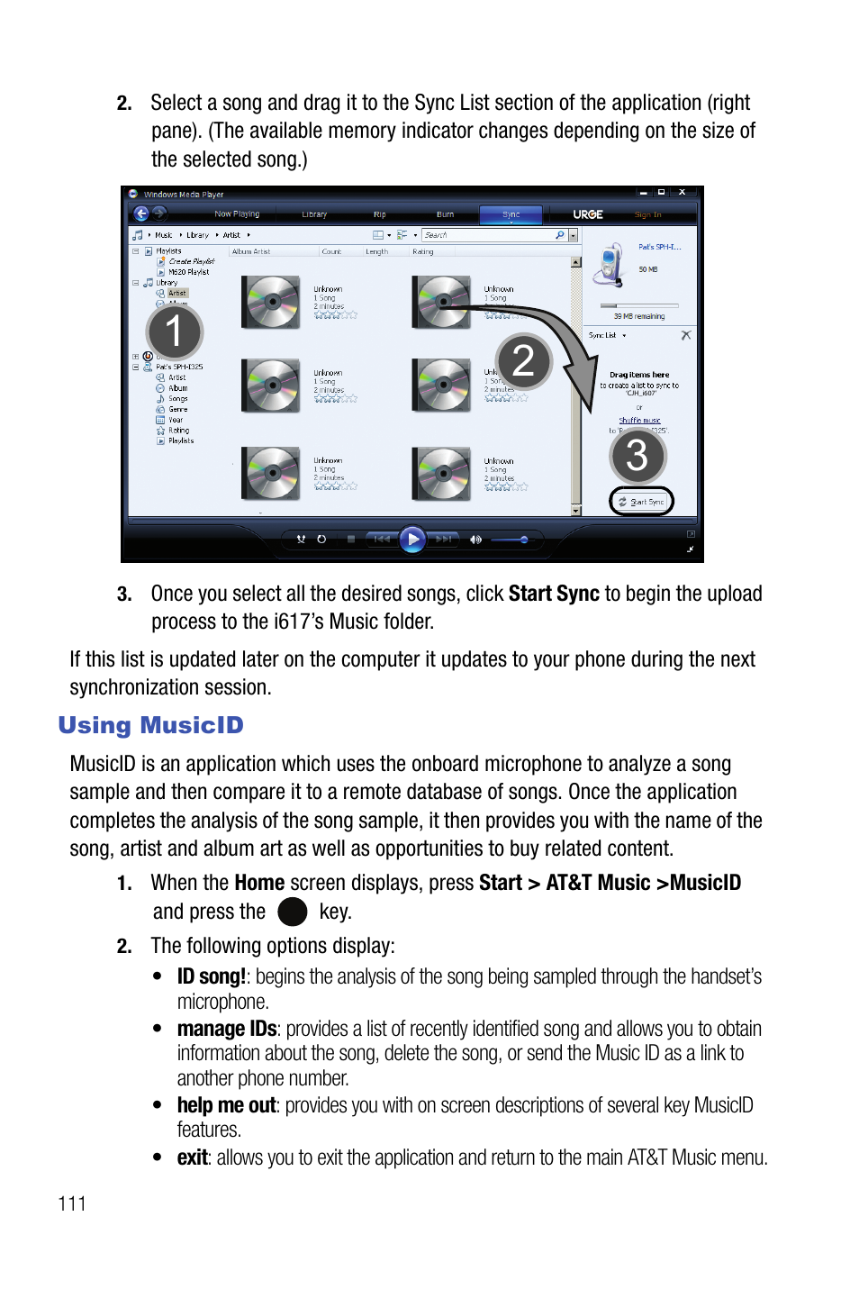 Using musicid | Samsung SMART DEVICE SGH-I617 User Manual | Page 114 / 162