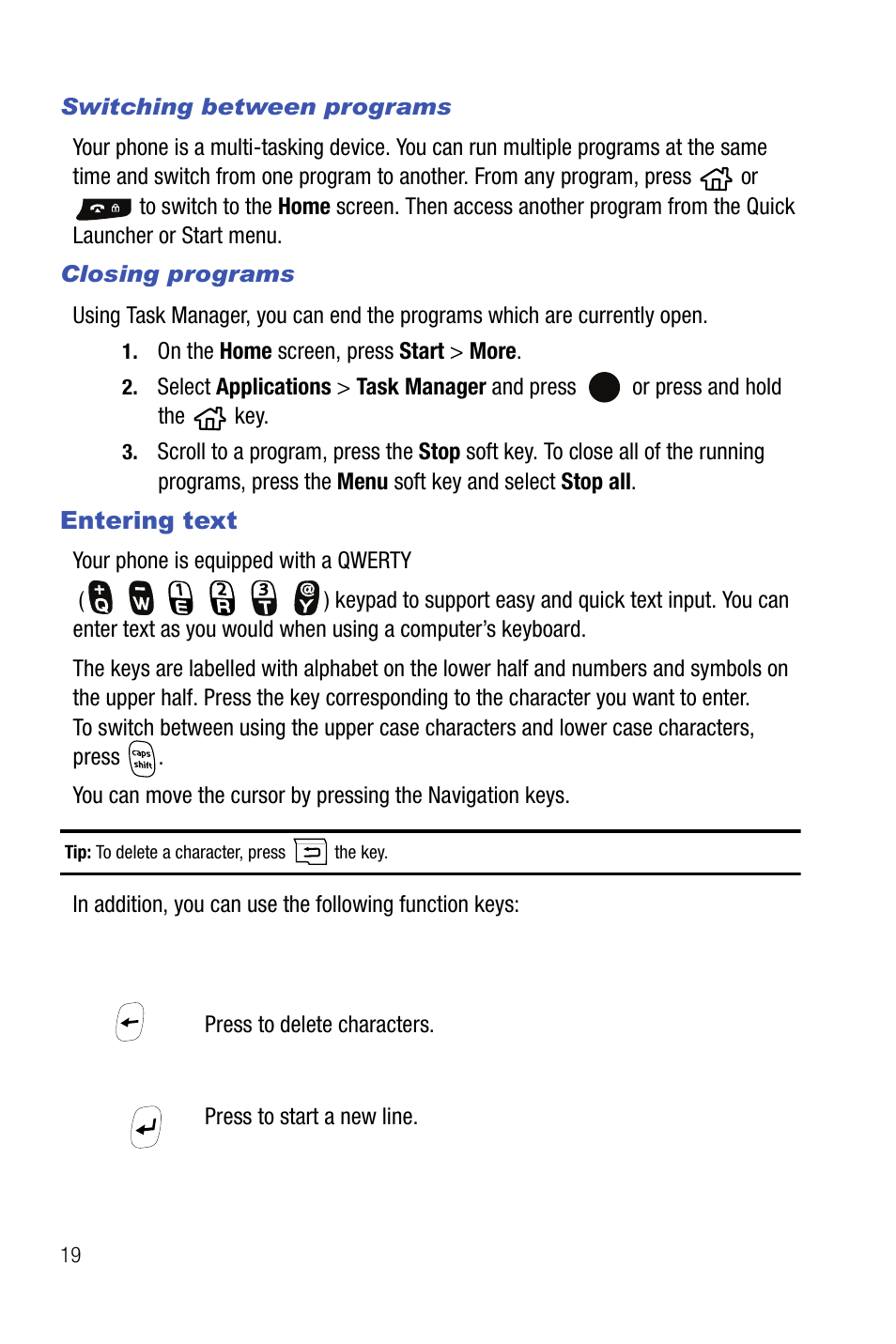 Entering text | Samsung SMART DEVICE SGH-I617 User Manual | Page 22 / 162