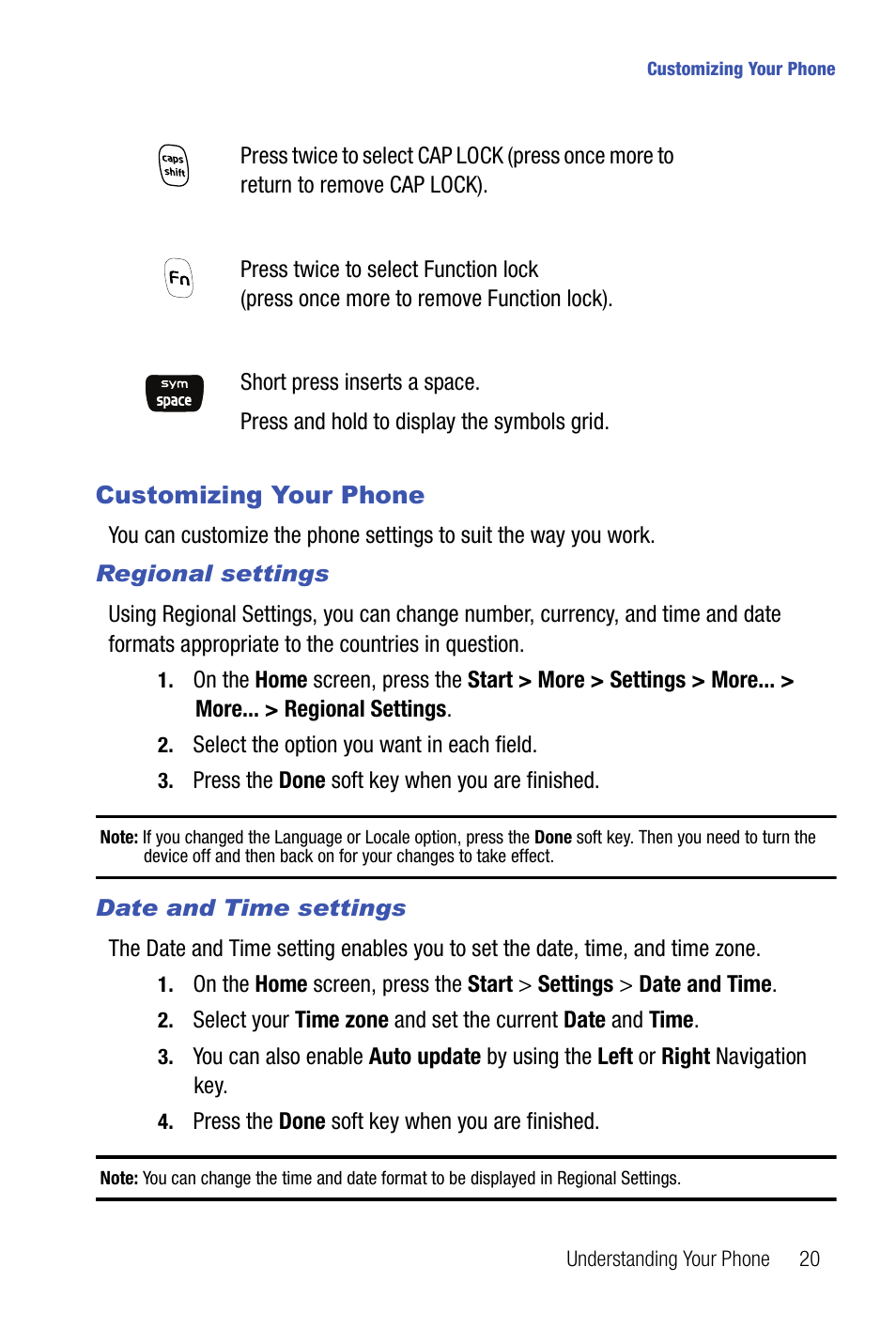 Customizing your phone | Samsung SMART DEVICE SGH-I617 User Manual | Page 23 / 162