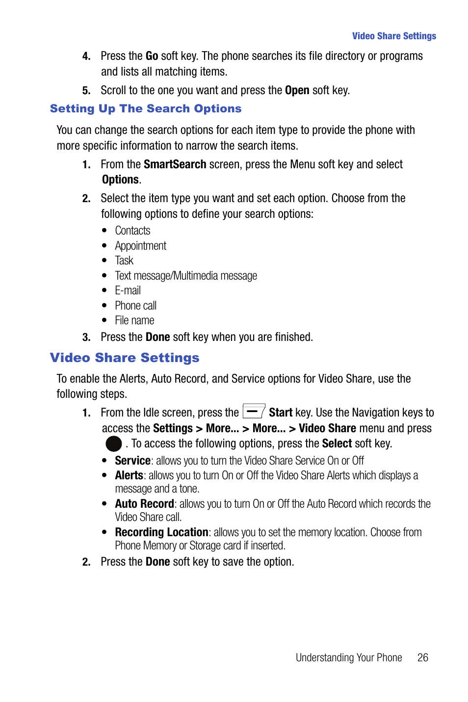Video share settings | Samsung SMART DEVICE SGH-I617 User Manual | Page 29 / 162
