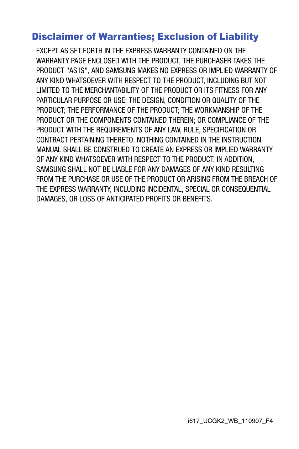 Disclaimer of warranties; exclusion of liability | Samsung SMART DEVICE SGH-I617 User Manual | Page 3 / 162