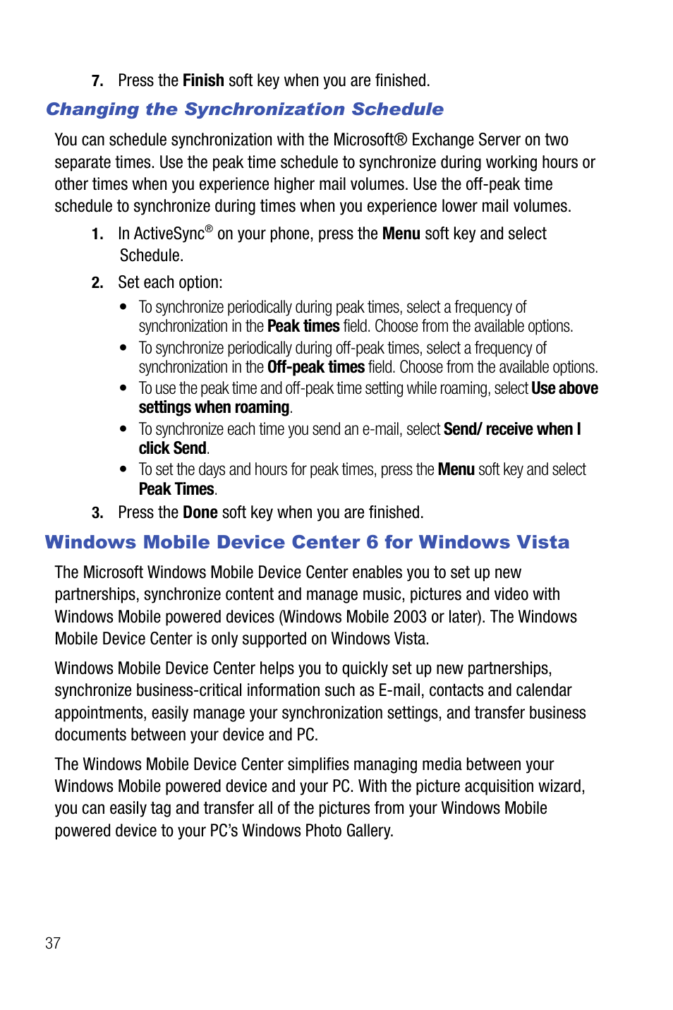 Windows mobile device center 6 for windows vista | Samsung SMART DEVICE SGH-I617 User Manual | Page 40 / 162