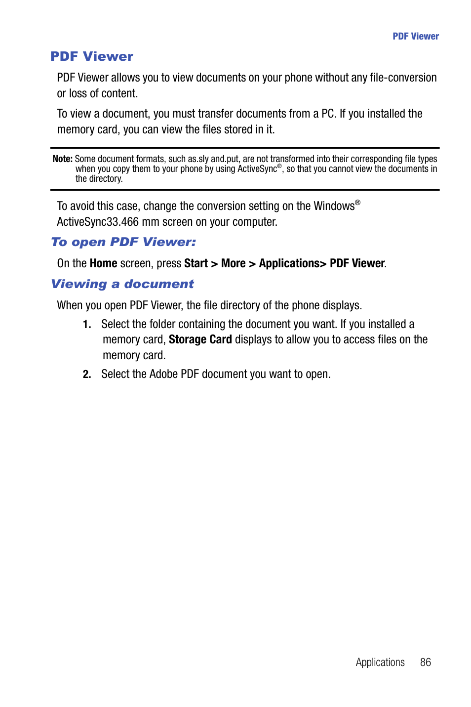 Pdf viewer | Samsung SMART DEVICE SGH-I617 User Manual | Page 89 / 162