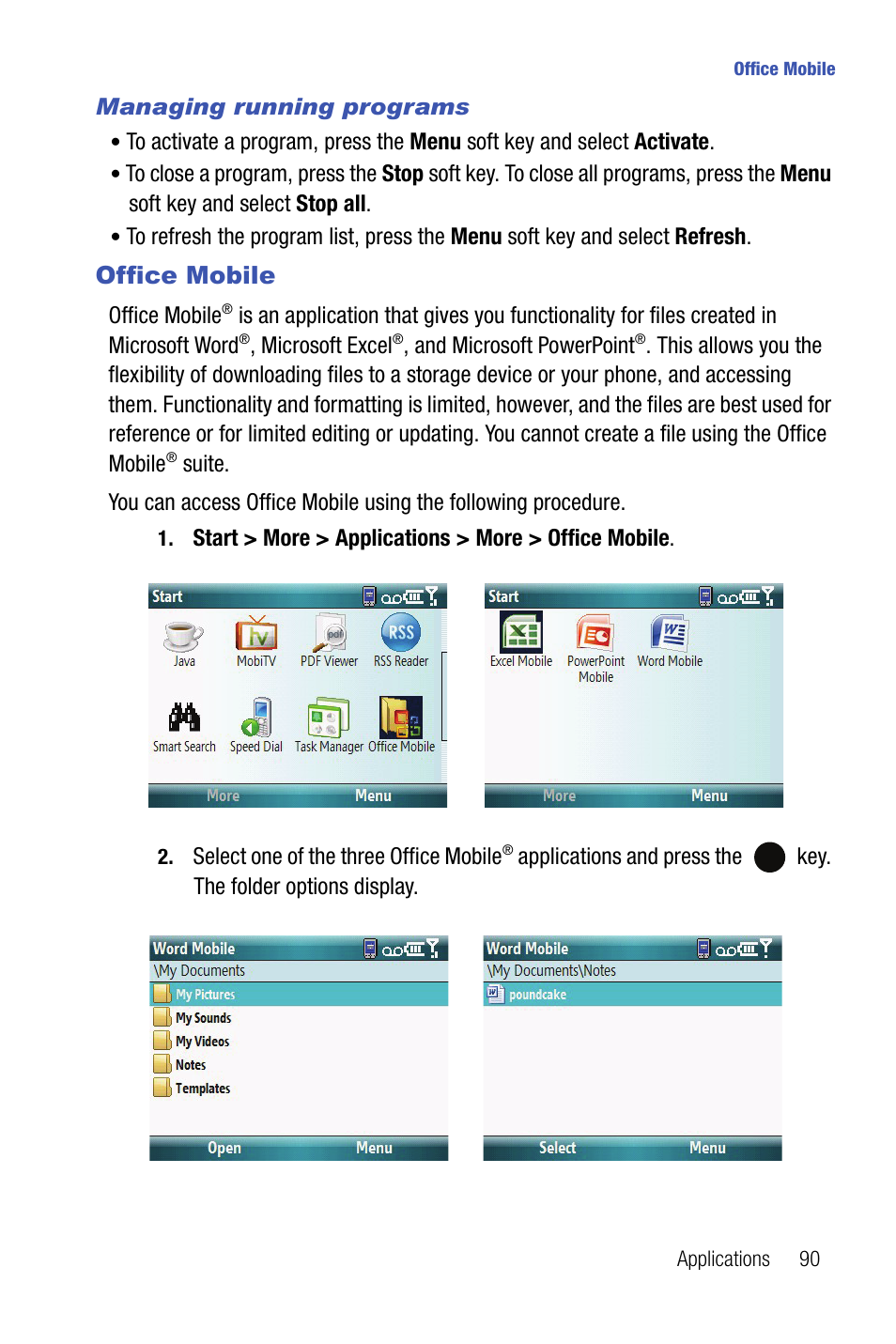 Office mobile | Samsung SMART DEVICE SGH-I617 User Manual | Page 93 / 162