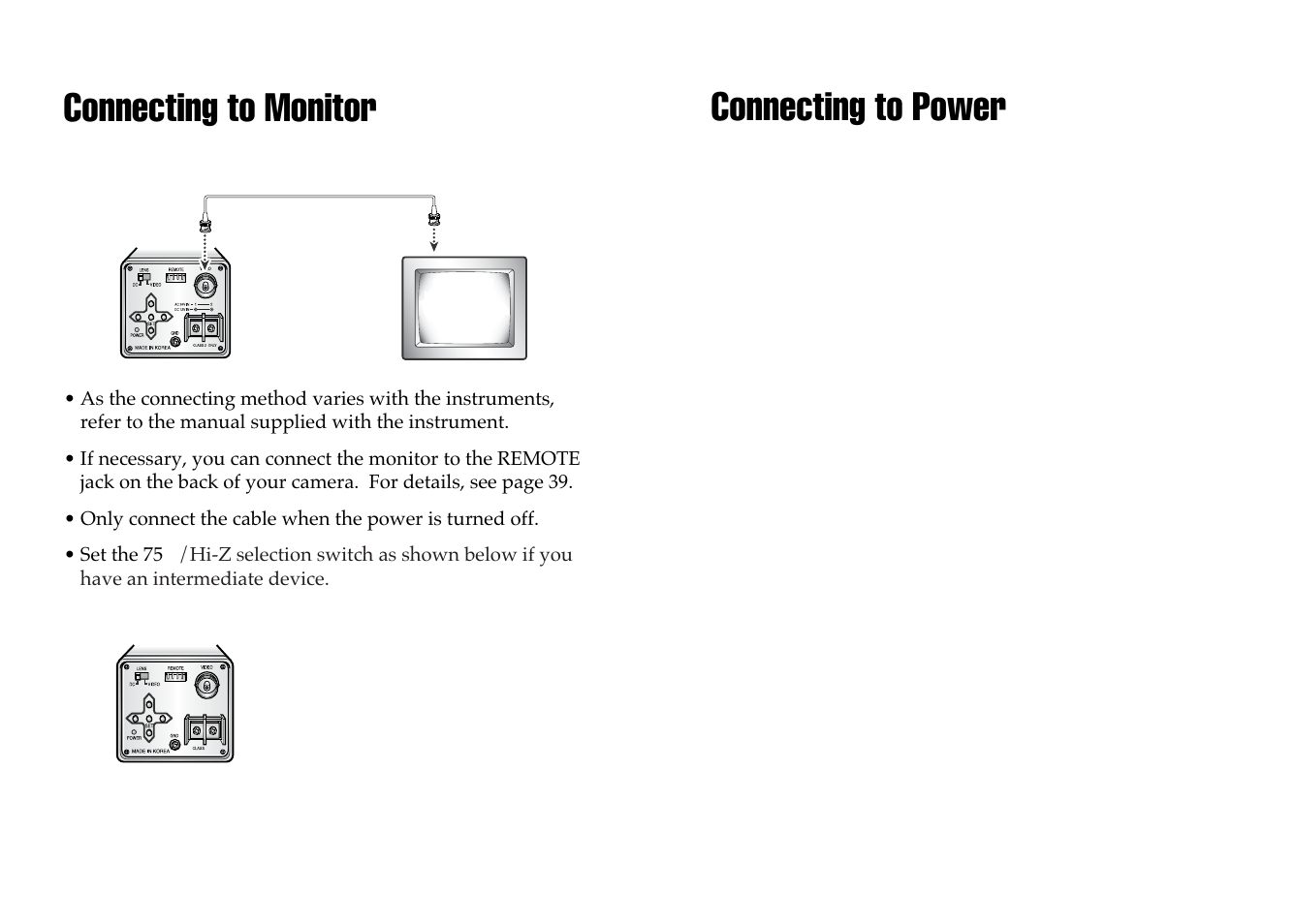 Connecting to monitor, Connecting to power | Samsung CLP 510N User Manual | Page 10 / 22