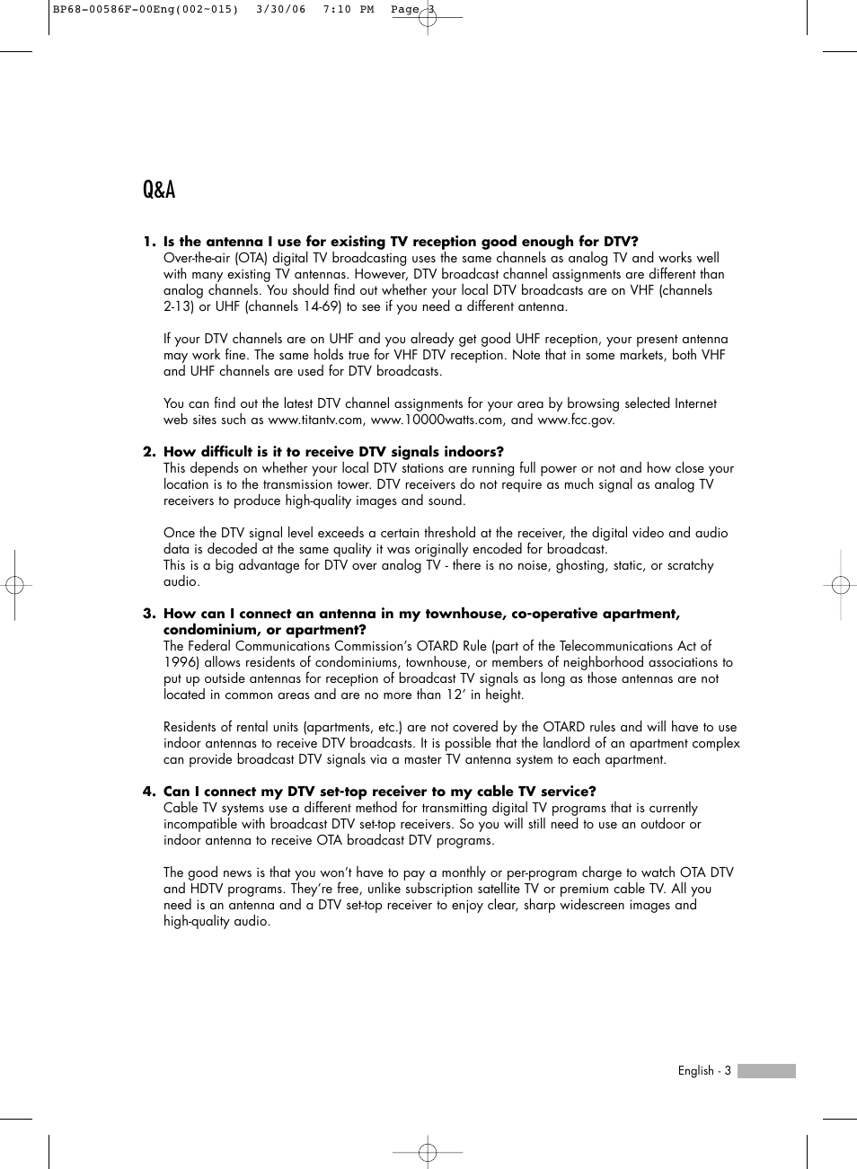 Samsung HL-S6165W User Manual | Page 3 / 120