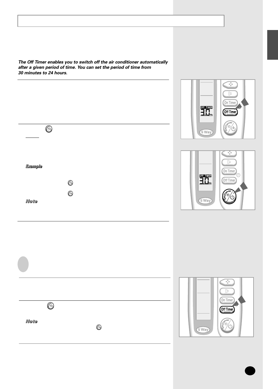 Setting the off timer | Samsung AS07A5(A6)MA User Manual | Page 17 / 46