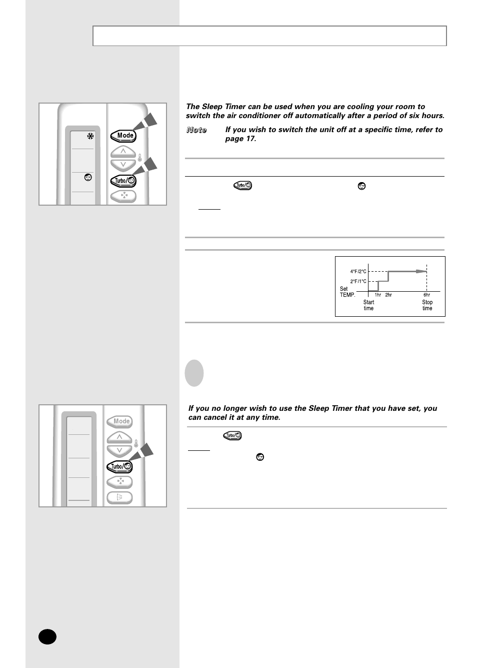 Setting the sleep timer | Samsung AS07A5(A6)MA User Manual | Page 18 / 46