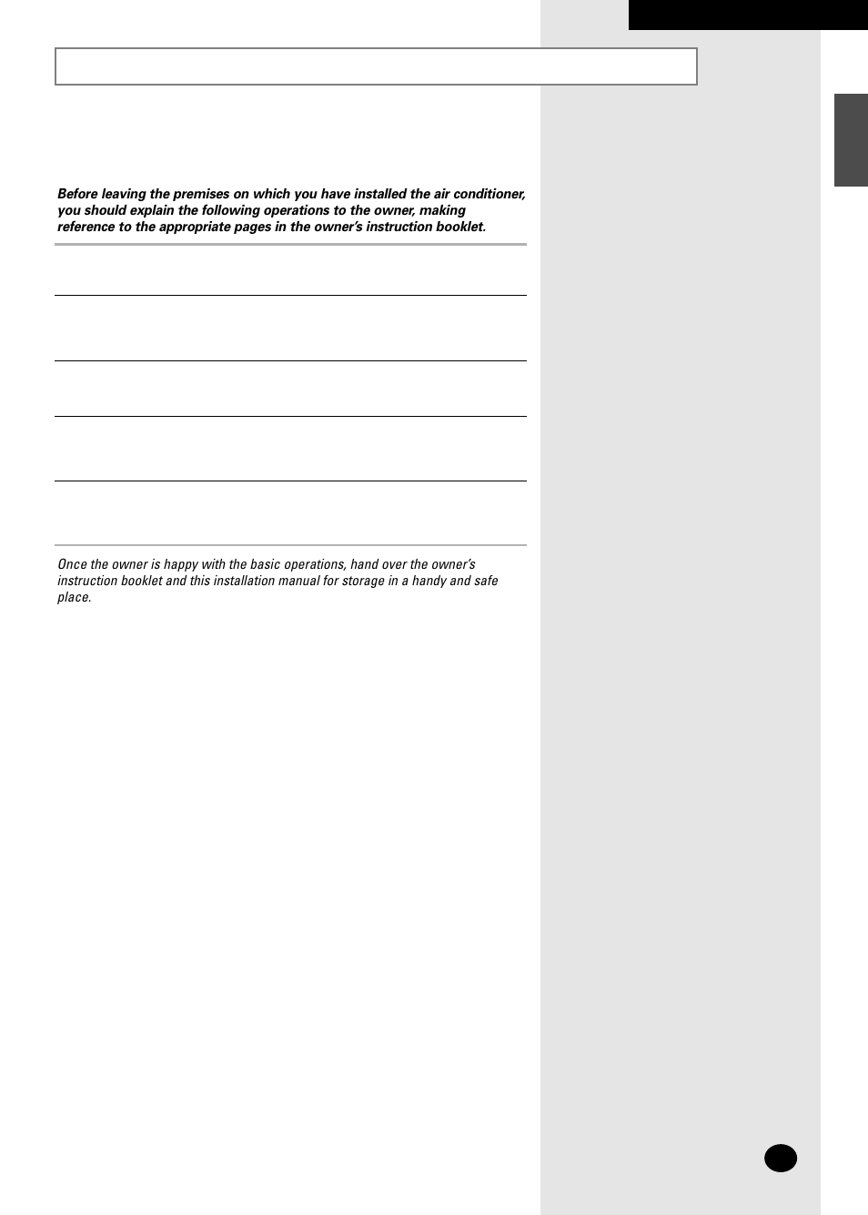 Explaining operations to the owner | Samsung AS07A5(A6)MA User Manual | Page 45 / 46