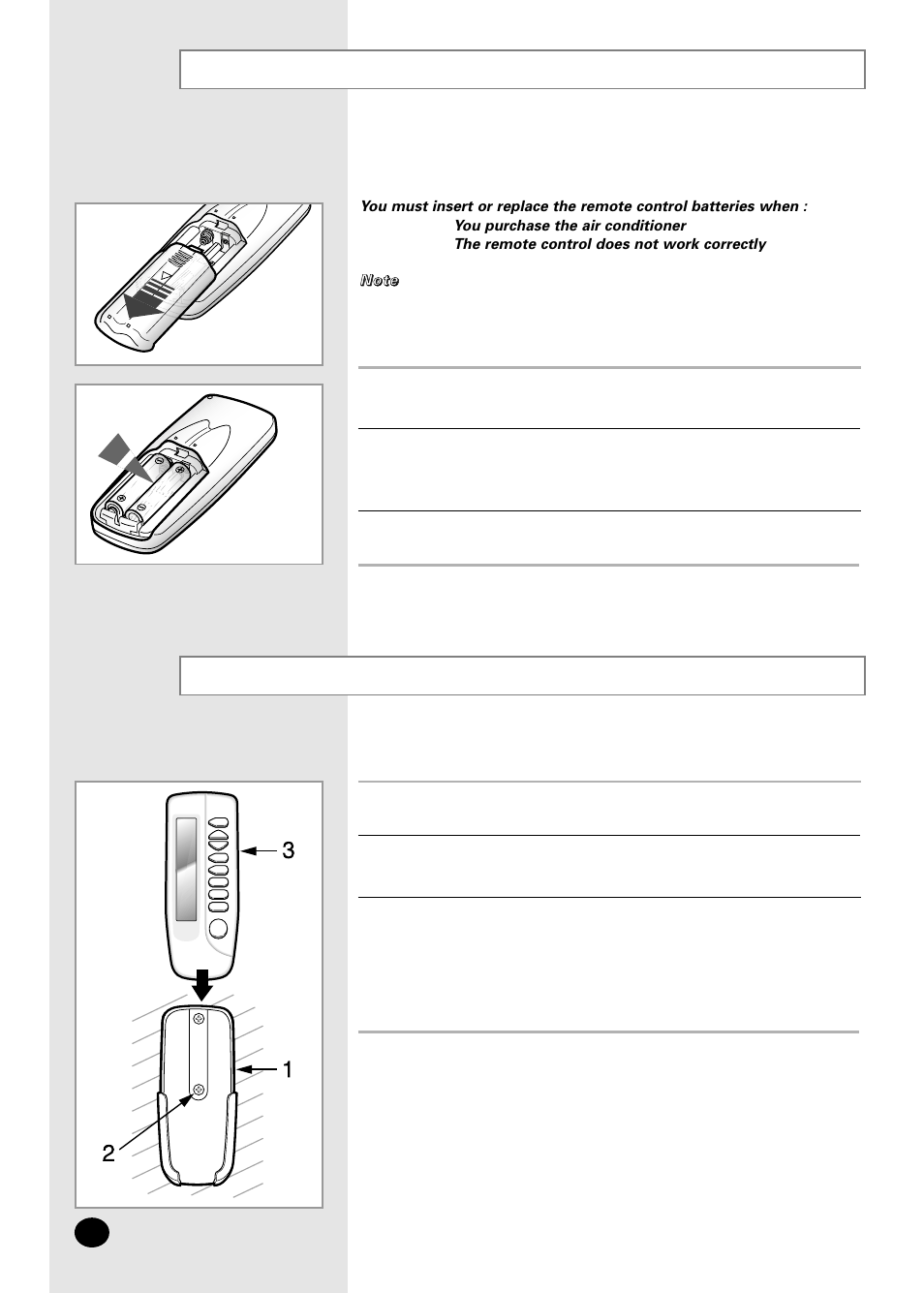 Inserting the remote control batteries, Installing the remote controller holder | Samsung AS07A5(A6)MA User Manual | Page 8 / 46