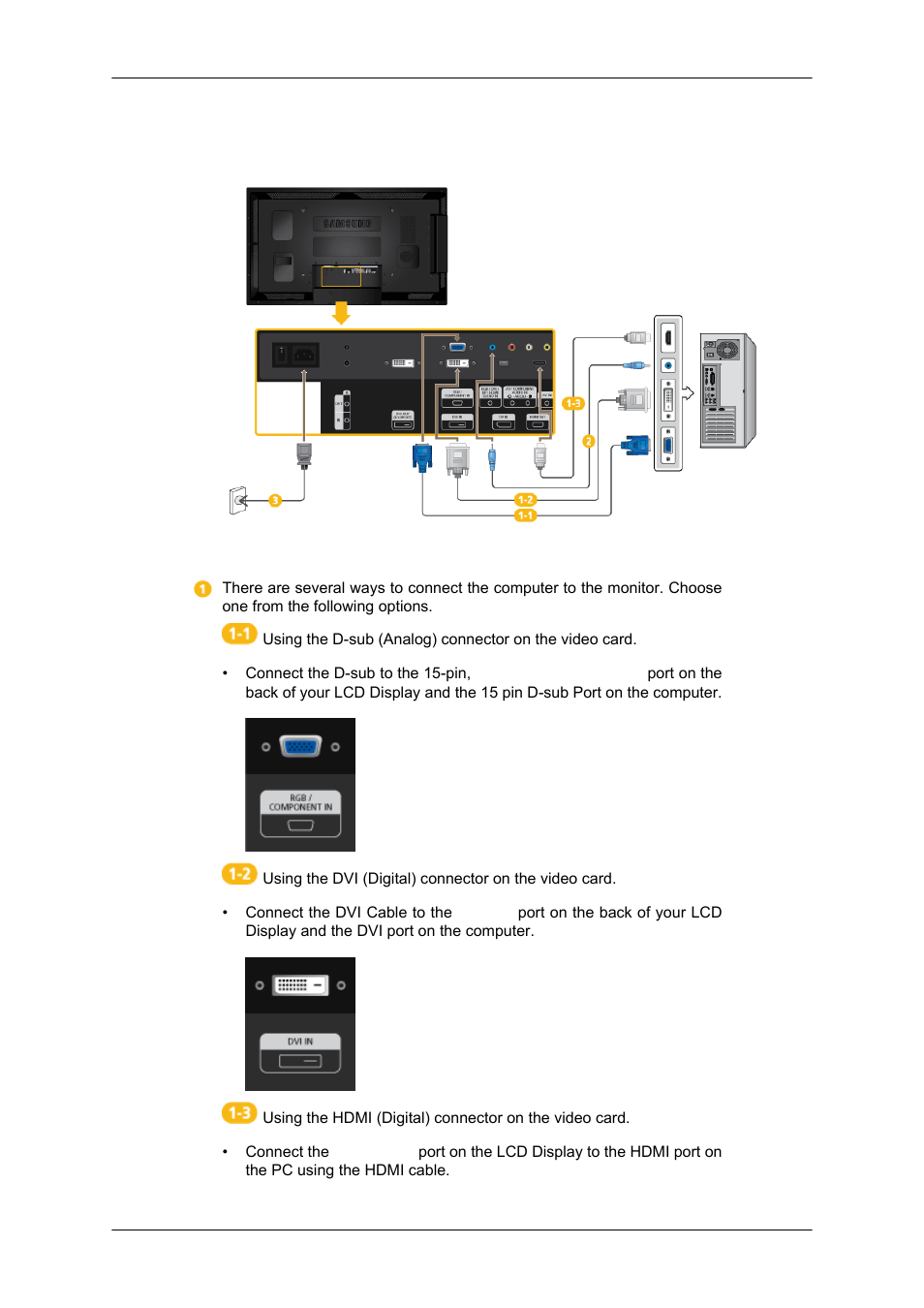 Connections, Connecting a computer | Samsung 550DX User Manual | Page 14 / 28