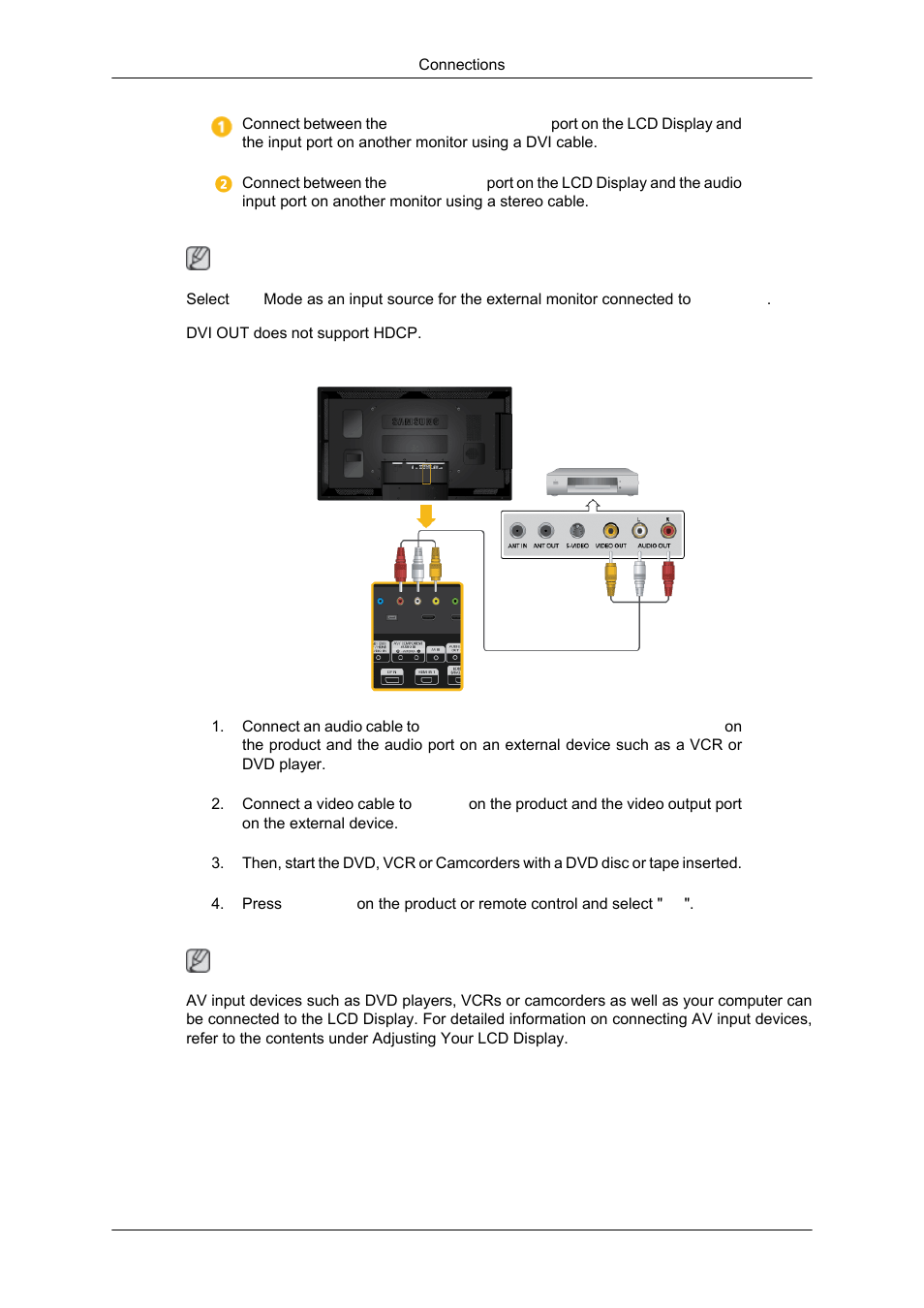 Connecting av devices | Samsung 550DX User Manual | Page 16 / 28