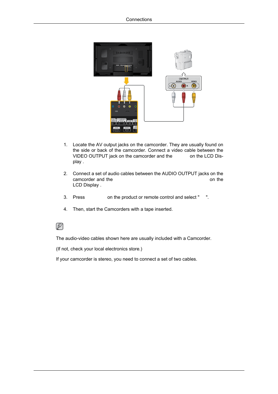 Connecting to a camcorder | Samsung 550DX User Manual | Page 17 / 28