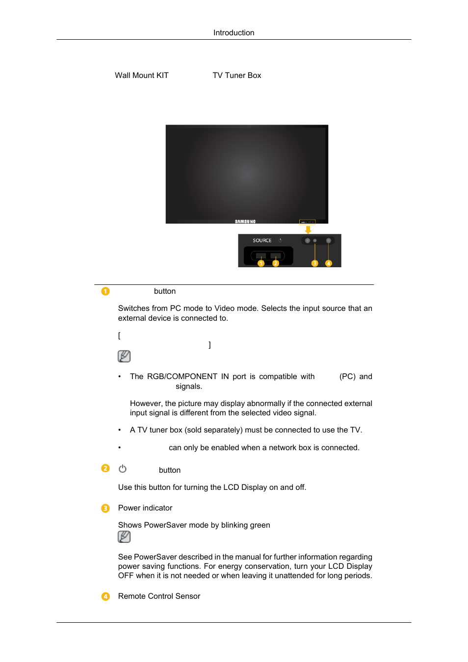 Your lcd display, Front | Samsung 550DX User Manual | Page 4 / 28