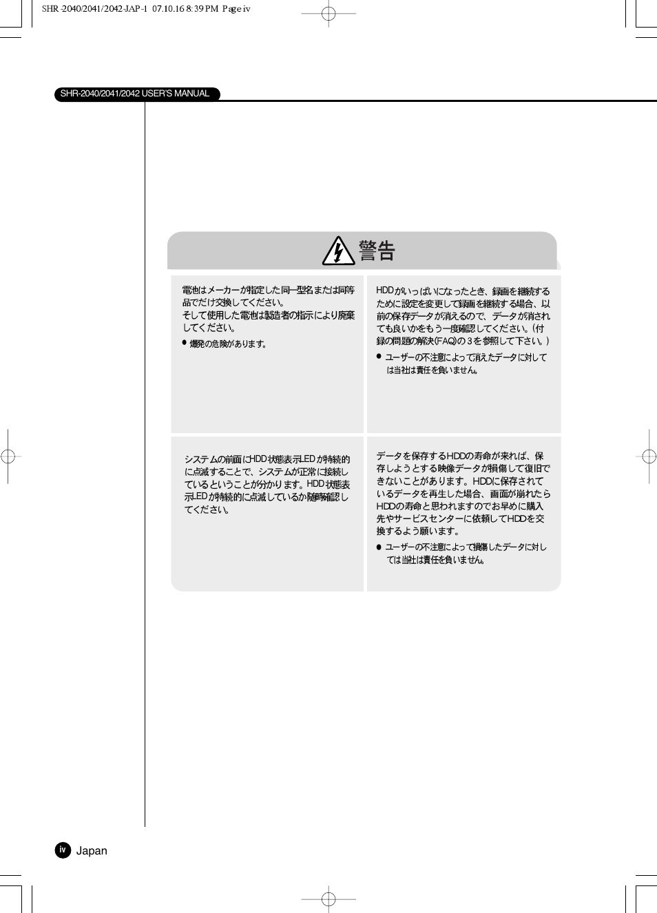 Samsung SHR 2040 User Manual | Page 4 / 211