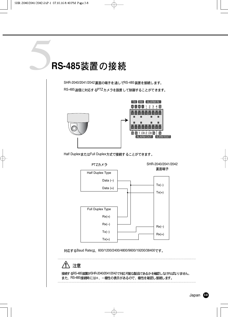 Rs-485 | Samsung SHR 2040 User Manual | Page 49 / 211