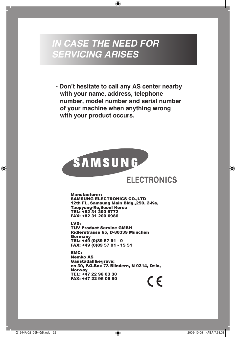 Samsung Q1244A User Manual | Page 24 / 24