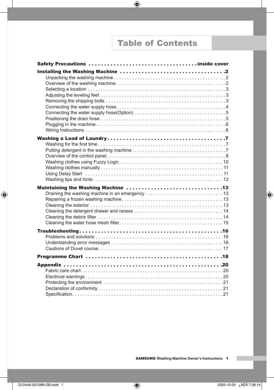 Samsung Q1244A User Manual | Page 3 / 24