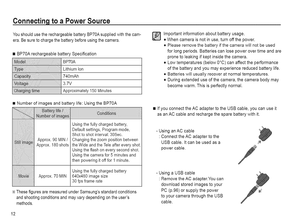 Connecting to a power source | Samsung AQ 1O0 User Manual | Page 13 / 105