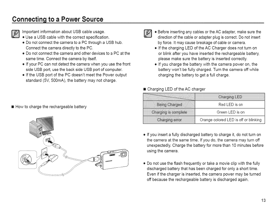 Connecting to a power source | Samsung AQ 1O0 User Manual | Page 14 / 105