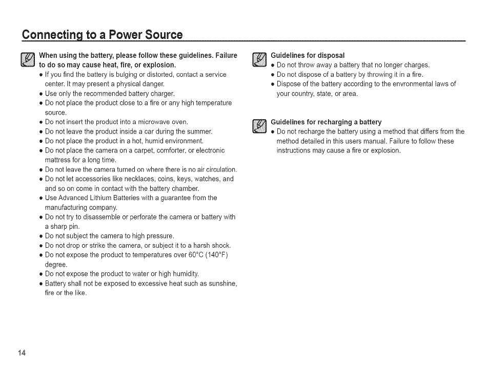 Connecting to a power source | Samsung AQ 1O0 User Manual | Page 15 / 105