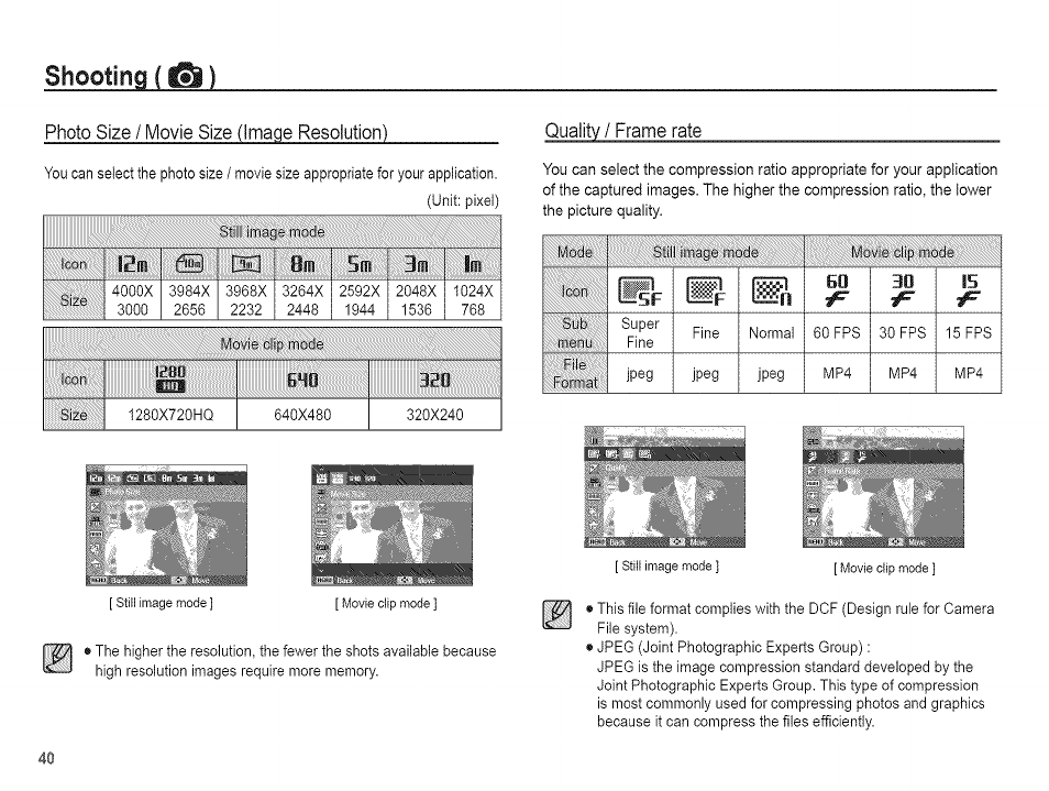 Dl ta 8m 5m 3m 1, Shooting (^) | Samsung AQ 1O0 User Manual | Page 41 / 105