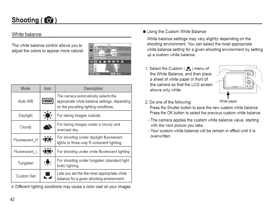 Shooting ca), Pail | Samsung AQ 1O0 User Manual | Page 43 / 105