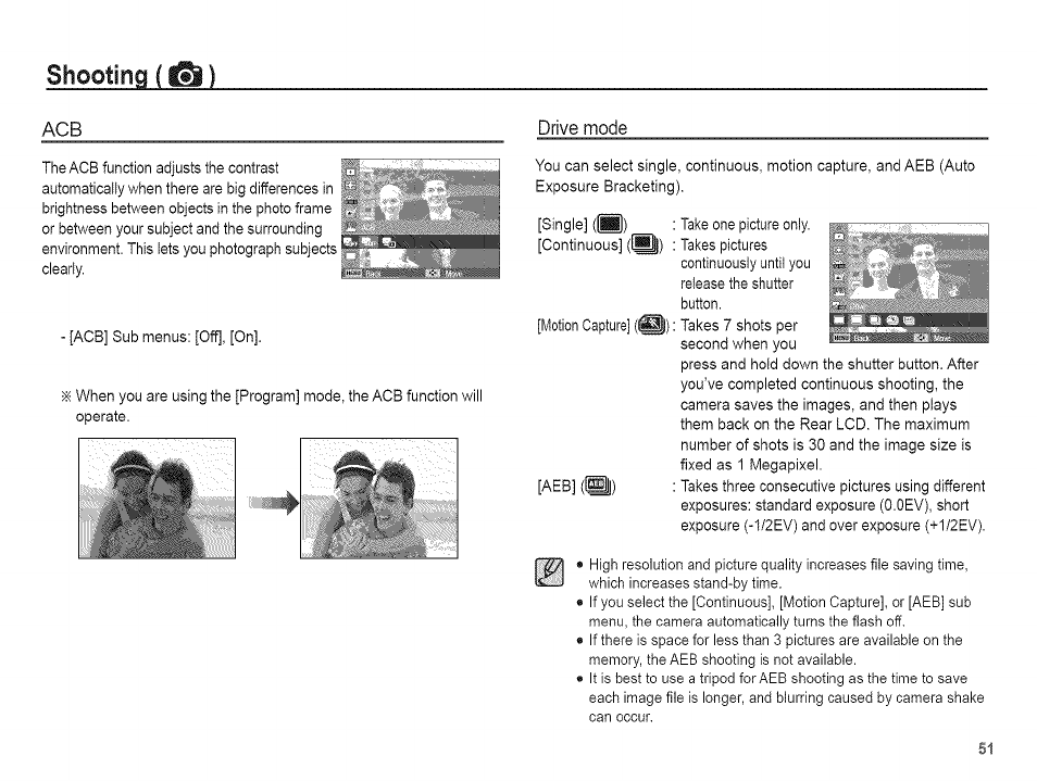 Shooting i | Samsung AQ 1O0 User Manual | Page 52 / 105