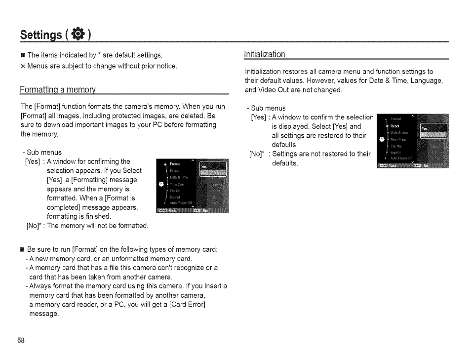 Settings | Samsung AQ 1O0 User Manual | Page 59 / 105