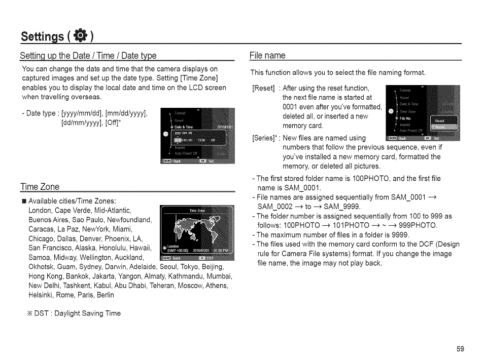 Settings | Samsung AQ 1O0 User Manual | Page 60 / 105